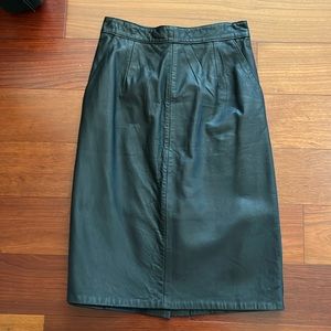 Black Leather Midi Skirt